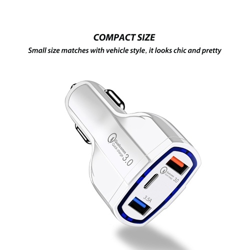 

Quick Car Charger With 2 USB Ports Type-C