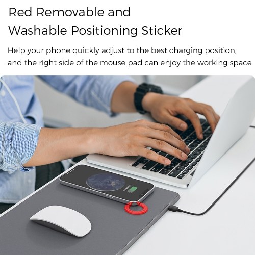 

JI JIANG Wireless Charging Mouse Pad Qi Wireless Charger 15W Quick Charge Waterproof and Multi-device Compatibility Compatible with Xiaomi Huawei iP