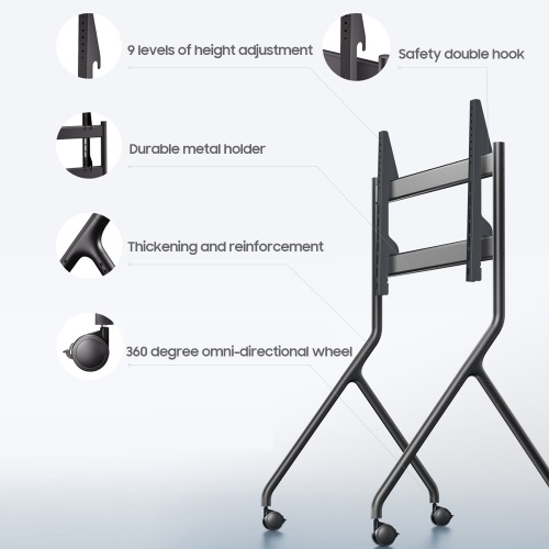

Xiaomi TV Monitor Mobile Stand w/360degree Omni-directional Wheel/Ultra-stable Hook/Adjustable Height TV Bracket Adapt to 65-100inches