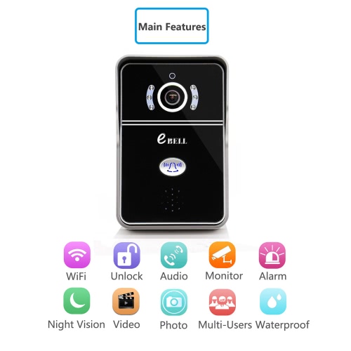 

eBELL ATZ-DBV04P Smart IP Doorbell 2.1mm Lens/145 Degree 720P HD Full Duplex Audio Smart Wireless WiFi Video Door Bell Mobile Uloc