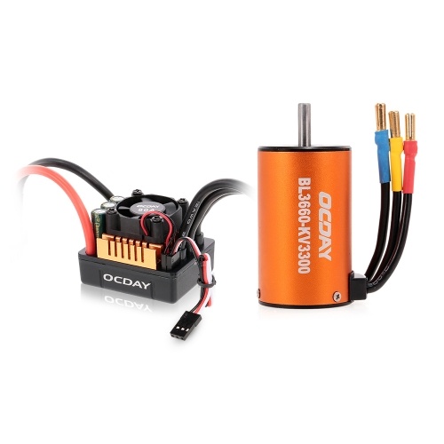 OCDAY BL3660 3300KV Motor sin escobillas sin sensor con 80A ESC para 1/10 RC Trailer Traxxas Redcat HSP Carro del carro