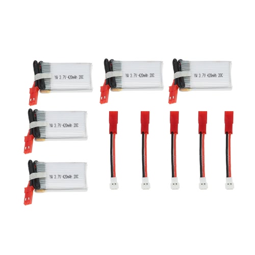 

5Pcs 3.7V 420mAh 20C Lipo аккумулятор для JJRC H21 HuanQi 868 RC Quadcopter