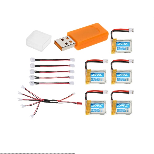 

5pcs Original JJRC 3.7V 150mAh 30C Lipo Batteries & USB Charger & 5 in 1 Charging Cable for JJRC H36 RC Quadcopter