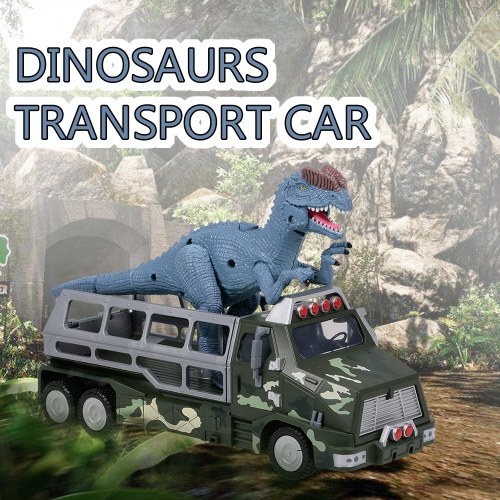 Dinosaurs Transport Car Carrier Truck Toy Dilophosaurus Pull Back Dinosaur Cars Gift for Kids
