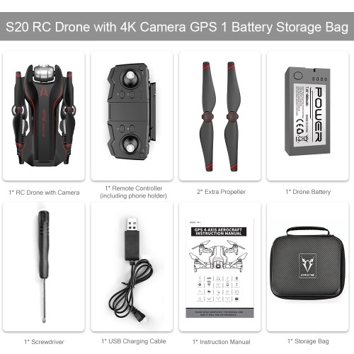 S20 GPS 4K Camera RC Drone APP Follow Mode Foldable Quadcopter Drone