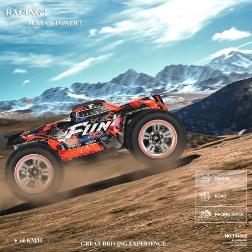 

Wltoys 184008 2.4GHz 1/18 Remote Control Car 60KM/H High Speed Off Road Car with Brushless Motor LED Light Zinc Alloy Gear