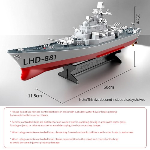 2.4GHz Remote Control Battleship Remote Control Boat Large Size Ship Low Battery Alarm /off Water Power Outage Simulated Lighting 