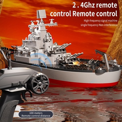 2.4GHz Remote Control Battleship Remote Control Boat Large Size Ship Low Battery Alarm /off Water Power Outage Simulated Lighting 