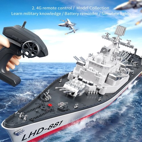 2.4GHz Remote Control Battleship Remote Control Boat Large Size Ship Low Battery Alarm /off Water Power Outage Simulated Lighting 