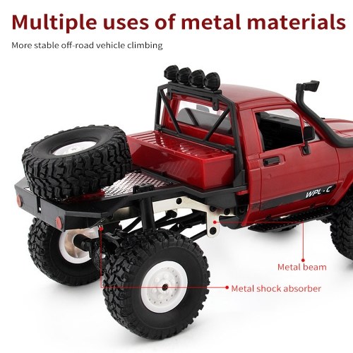 

WPL 1/16 2.4GHz Remote Control Truck Remote Control Military Truck Off-road Car 4WD Climbing Car with LED Lights