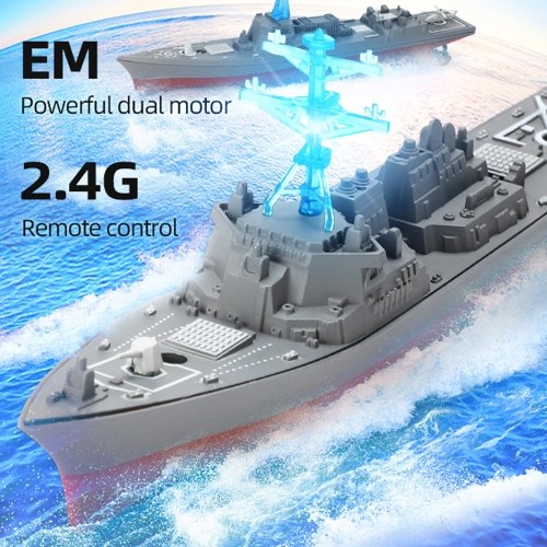 2.4G Remote Control Boat Waterproof High-Speed Simulation Ship Warship Model Rechargeable Mini Battleship Toy 