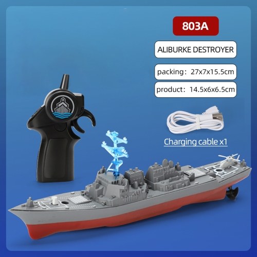 2.4G Remote Control Boat Waterproof High-Speed Simulation Ship Warship Model Rechargeable Mini Battleship Toy 