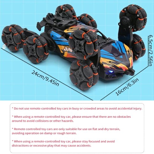 360° Rotation Spray Stunt Car with 8 Wheels Lights Music Rechargeable Electric Toy 