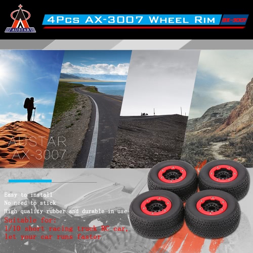 

4Pcs AUSTAR AX-3007 High Performance 108mm 1/10 Scale Tires with Wheel Rim for 1/10 Short Racing Truck RC Car