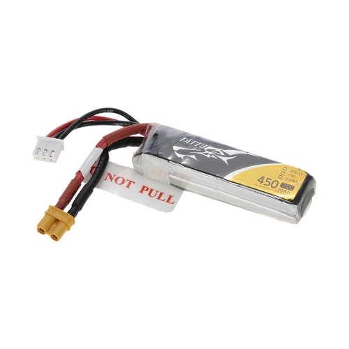 Batería de ACE TATTU 450mAh 7.4V 75C 2S1P Lipo con el conector XT30 para FPV Racing Drone