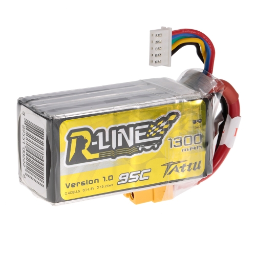 

ACE TATTU 1300mAh 14.8V 95C 4S1P 4S Lipo Battery with XT60 Connector Plug for FPV Racing Drone