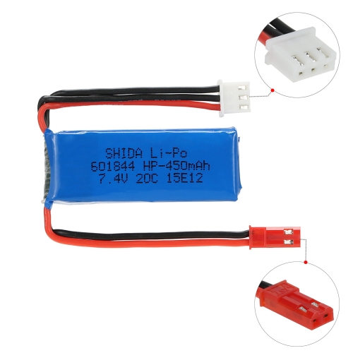 

3Pcs 7.4V 450mAh 20C Lipo аккумулятор с соединительным кабелем для WLtoys K969 K989 K999 P929 P939 RC Car