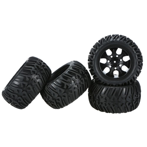 4 llantas y neumáticos negros para 1/10 HSP 94111 94188 Monster Truck