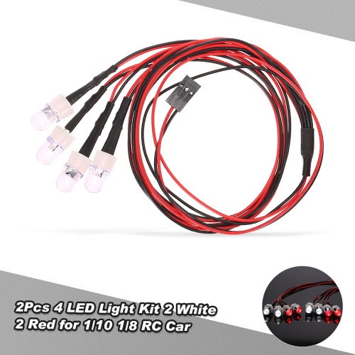 

2Pcs 4 светодиодные лампы Kit 2 белый 2 красный для 1/10 1/8 Traxxas HSP REDCAT RC4WD Tamiya Осевой SCX10 D90 HPI RC Car
