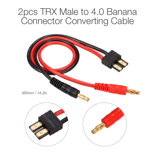 

2pcs Male to 4.0 Male Banana Connector Ultra Adapter Wire Harness Charging Cable for Traxxas RC Car