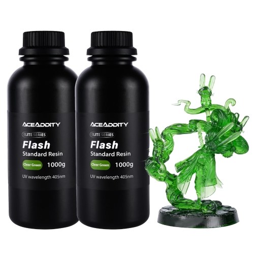 

Aceaddity Flash 3D Printer Resin High-Speed Resin 405nm UV-Curing Standard Photopolymer Resin with Great Fluidity Fast Printing for LCD/DLP 3D Printers High Precision & Low Shrinkage1KG/Bottle Set