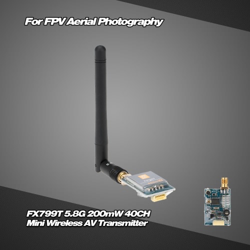 FX799T-2 5,8G 40 canales 200 mW Mini inalámbrico AV Transmisor  con salida de 5V para FPV Fotografía Aérea