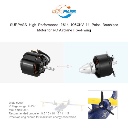 Original SURPASS High Performance 2814 1050KV 14 Poles Brushless Motor for RC Airplane Fixed-wing