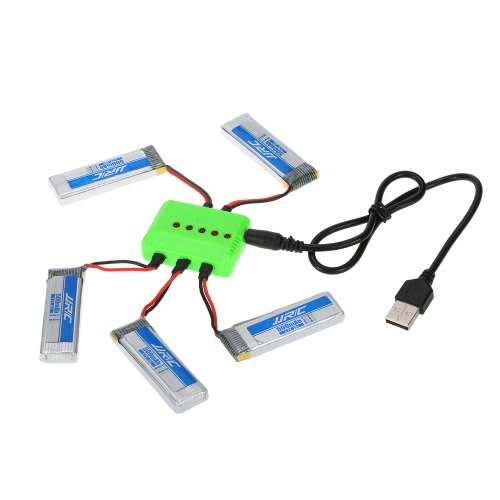 

5Pcs Original JJR / C H37-0001 3.7V 500mAh 20C LiPo аккумулятор и 5-портовый зарядный комплект для JJR / C H37 GoolRC T37 E50 Selfie Drone RC Quadcopter