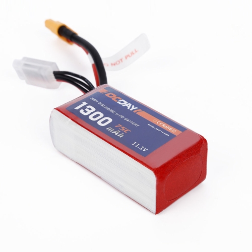 OCDAY 3S 11.1V 1300mAh 75C Batería de LiPo de alta velocidad XT60 para QAV180 220 RC FPV Racing Quadcopter Drone