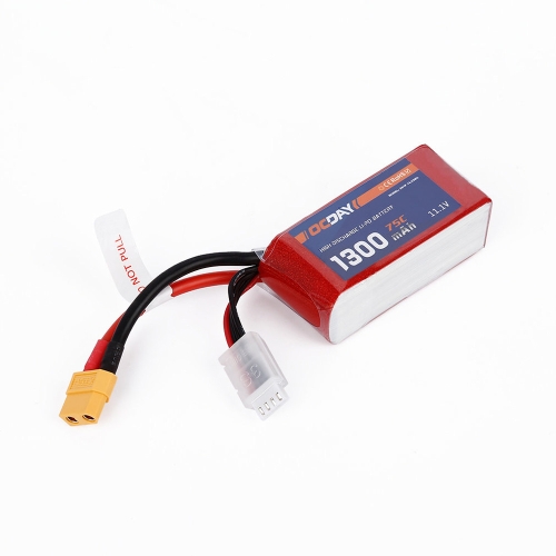 OCDAY 3S 11.1V 1300mAh 75C High Rate LiPo Battery XT60 for QAV180 220 RC FPV Racing Quadcopter Drone