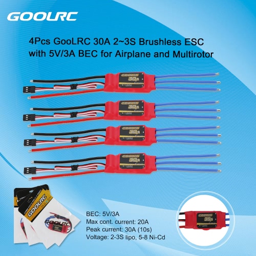 

GoolRC 30A 2~3S Brushless Simonk ESC Electronic Speed Controller with 5V/3A BEC for DJI F450 F550 Quadcopter