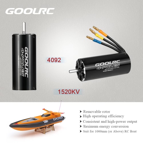 

Original GoolRC High Performance 4092 1520KV 4 Poles Brushless Sensorless Motor for 1000mm (or Above) RC Boat