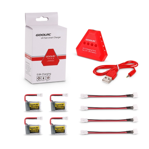 

4шт GoolRC 3.7V 150mAh 30C Li-po аккумулятор с 4 в 1 U4 Быстрое зарядное устройство для GoolRC T36 JJR / C H36 NH-010 Drone Quadco