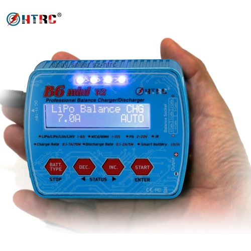 

HTRC B6 Mini V2 70W 7A Цифровой карманный аккумуляторный разрядник Зарядное устройство для RC Drone Lipo Li-ion NiCd NiMH Аккумулятор