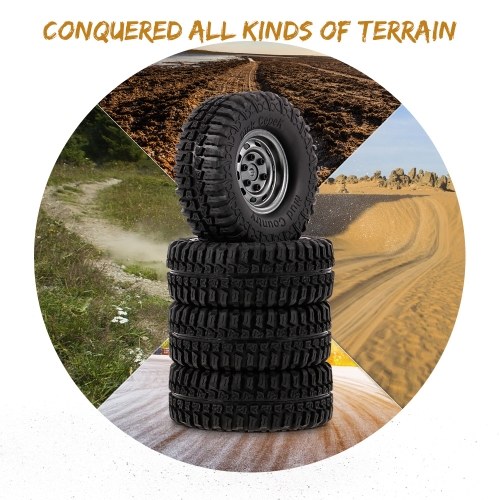 

4pcs AUSTAR 3020+618GL 100mm 1.9'' Rim Rubber Tyre Tire Wheel Set for 1/10 HSP HPI Traxxas TRX-4 SCX10 RC4 D90 RC Rock Crawler