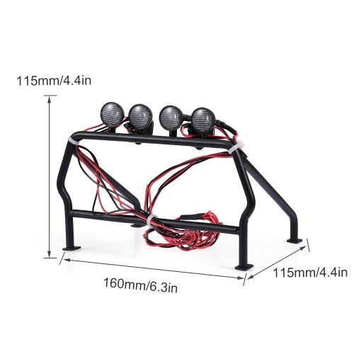 Benna portarotolo in metallo con 6 luci a LED per camion 1/10 Rc4wd Tamiya Axial TF1 / 2