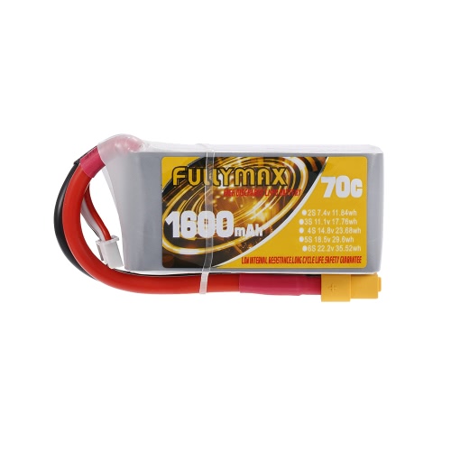 

FULLYMAX 4S 14.8V 1600mAh 70C High Rate XT60 Plug LiPo для QAV210 250 FPV Racing Quadcopter RC Car Boat