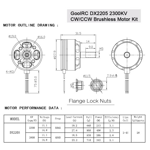 

Original GoolRC 25A ESC BLHeli_S Oneshot125 Multishot and DX2205 2300KV Brushless Motor Kit for Racing Quadcopter
