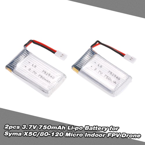

2pcs 3.7V 750mAh LIHV Li-po Battery for Syma X5C and 80-120 Micro Indoor FPV Drone RC Quadcopter