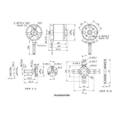 

SUNNYSKY X2212 2450KV II 2-3S Brushless Motor Short Shaft for RC Airplane Aerobatic Fixed-wing Drone