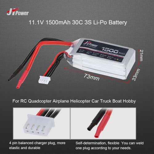 JHpower 11.1V 1500mAh 30C 3S Li-Po Battery for RC Drone Airplane Car Truck