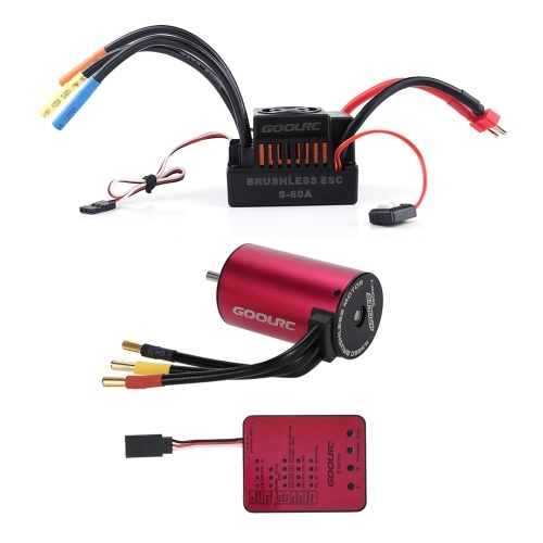 Original GoolRC S3660 3800KV Sensorless Brushless Motor 80A Brushless ESC and Program Card Combo Set for 1/10 RC Car Truck