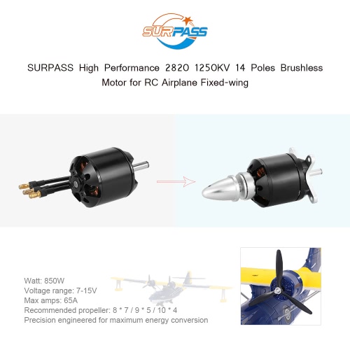 

Оригинал SURPASS High Performance 2820 1250KV 14 Поляки безщеточный для RC самолета с неподвижным крылом