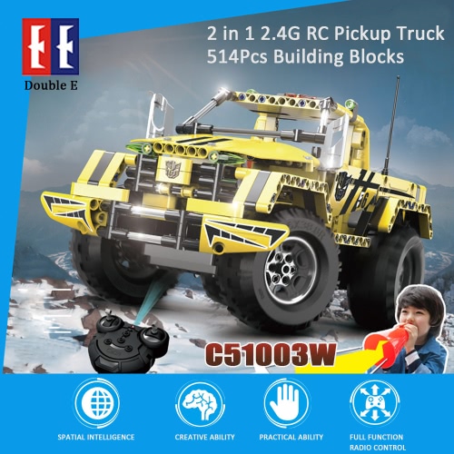 514Pcs Double E C51003W 2 in 1 RC Pickup Truck Building Blocks Kits 2.4G Car Model DIY Toys от Tomtop.com INT 514Pcs Double E C51003W 2 in 1 RC Pickup Truck Building Blocks Kits 2.4G Car Model DIY Toys от Tomtop.com INT