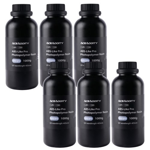 

Aceaddity ABS-Like Pro 3D Printer Resin 405nm UV-Curing Standard Photopolymer Resin with Hardness and Toughness Suitable for 2K/4K/8K LCD/DPL/SLA 3D Printers High Precision & Non-Brittle - Grey 1kg/Bottle (6 Pack)