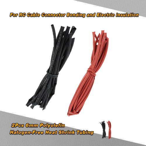 2pcs 5 m 6 mm nero & rosso poliolefina alogeno-libero di calore tubo termorestringente per RC cavo connettore incollaggio ed isolamento elettrico