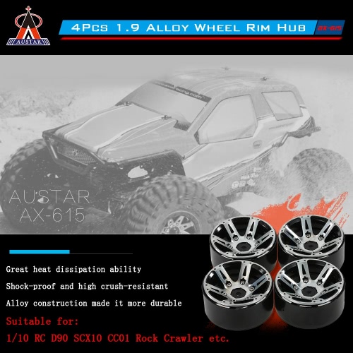 

4Pcs AUSTAR 1.9 Alloy Wheel Rim Hub RC Car Accessories for 1/10 RC D90 SCX10 CC01 Rock Crawler