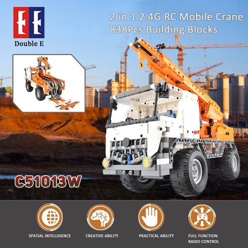 838Pcs Double E C51013W 2 in 1 RC Mobile Crane Building Blocks Kits 2.4G Engineering Model DIY Construction Toys от Tomtop.com INT 838Pcs Double E C51013W 2 in 1 RC Mobile Crane Building Blocks Kits 2.4G Engineering Model DIY Construction Toys от Tomtop.com INT