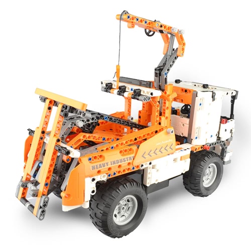 838Pcs Double E C51013W 2 em 1 RC Móvel Crane Building Blocks Kits 2.4G Engenharia Modelo DIY Construção Brinquedos