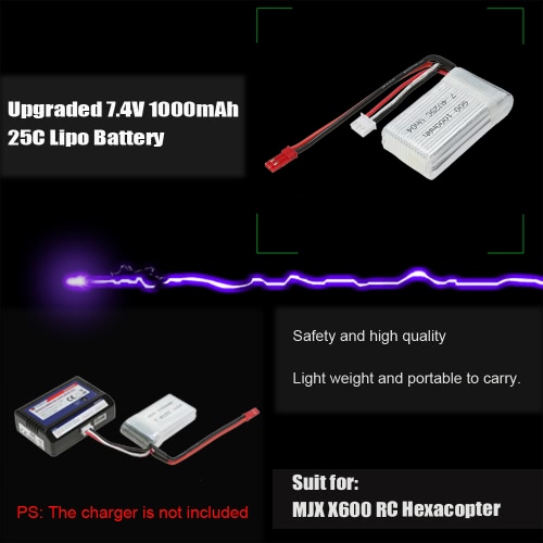 

Обновлена 7.4V 1000mAh 25 C литий-полимерный аккумулятор для MJX X 600 RC Hexacopter
